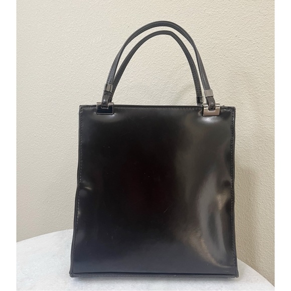 Vintage 90s Y2K Esprit Brown Faux Leather Mini Top Handle Box Bag - Picture 2 of 9